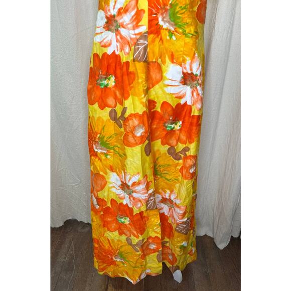1960s Alice Polynesian Fashions Floral Hawaiian Retro Mod Resort Maxi Dress M - Picture 5 of 8